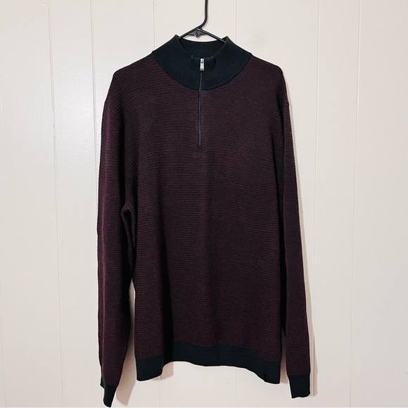 Calvin Klien Men's Italian Yarn Merino Wool 1/4 Zip Pullover Sweater Size 2XL - Picture 1 of 10